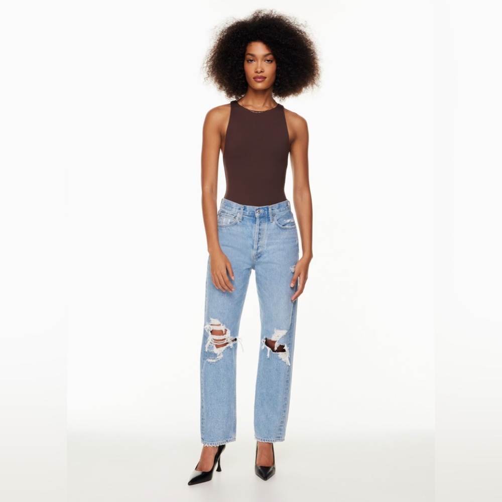 AGOLDE 90’s mid-rise light blue wash loose fit distressed